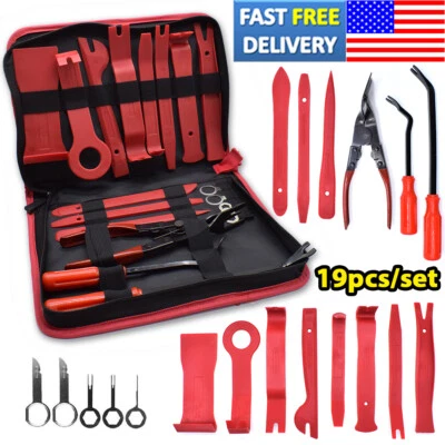 19Pc Car Trim Removal Tool Set Hand Tools Pry Bar Panel Door Interior Clip Kit Foto 1 de 4