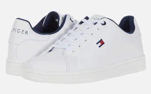 Tommy Hilfiger Hombre 8 M Lendar Estilo de Vida Zapatillas Zapatos Blanco Brillante Bandera Logotipo - Imagen 1 de 9