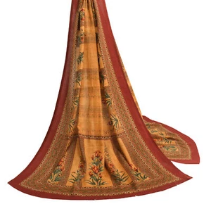 Sushila Vintage Dupatta Blend Woolen Woven & Printed Floral Long Stole Scarves - Picture 1 of 9