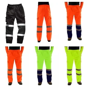 Hi Viz Vis Jogger Trousers Jogging Bottoms Safety Work Joggers Sweat Pants S-5XL - Picture 1 of 11