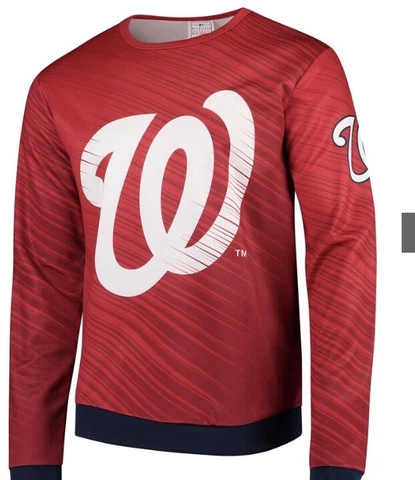 Washington Nationals MLB Mens Large Static Rain Pullover Sweater NEW WITH TAGS Cover
