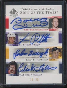 2004 SP Authentic Hull Robitaille Bucyk Gillies Sign of the Times Quad Auto /20 - Picture 1 of 2