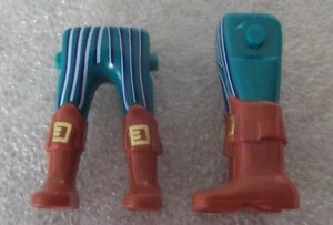 11876, 2x Lange Hose, blaugrün, bedruckt, Stulpenstiefel, rotbraun - Picture 1 of 1