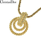 [Japan Used Necklace] Christian Dior Rye Stone Vintage Necklace Gold