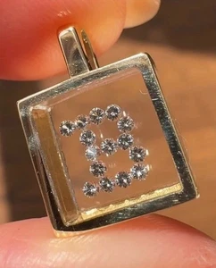 Schwebender Diamant und 14k Gold Anhänger Buchstabe "B" - Bild 1 von 7