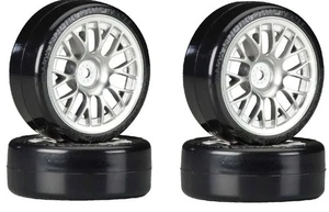 4x 54021 Tamiya Plated Mesh Wheels Super Driftech Tires 24mm+2 TT01/TT02/drift - Picture 1 of 4