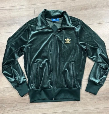 阿迪达斯 Originals 大号 Firebird 轨道夹克翡翠绿色带金色正面标志 — 第 1/4 张图片