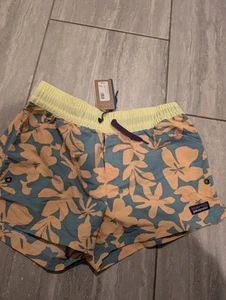 Patagonia Girl’s Size XL Costs Rica Baggies Yellow Elastic Waist Shorts - Picture 1 of 6