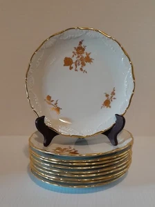 10er Set Limoges Frankreich Gold Rosen 7" Dessertteller - Bild 1 von 4