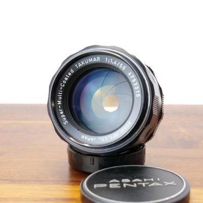 Asahi Pentax Super Multicoated Takumar 50mm f/1.4 M42 Screw Mount Lens w/ Caps - Image 1 of 4