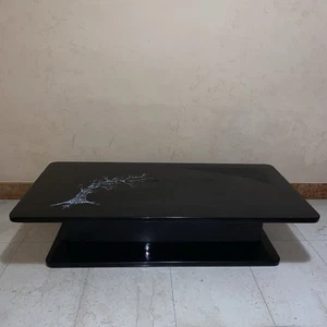 tavolino da salotto Vintage Anni 70 In Legno Laccato Nero firmato c.otello - Foto 1 di 9