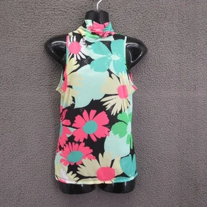 AFRM Mesh Top Womens Small Daisy Floral High Neck Sleeveless Stretch NWT New - Picture 1 of 13