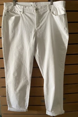 Eileen Fisher White Stretch Cotton Straight Leg  Fly Front Jeans Pants 16W - Image 1 of 3