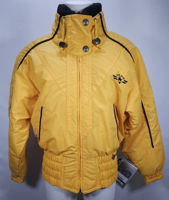 Chaqueta de invierno vintage para mujer Fera esquí amarillo negro cuello damas talla 6 Foto 1 de 4