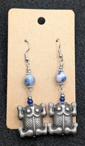 Frog Chime Beaded Dangly Statement Stylish Earrings - Picture 1 of 7