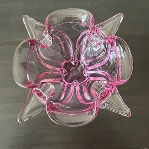 Viking Glass Epic Lilac Crimped Bowl Pink Flower-Shaped 4-Foil Bowl - Picture 1 of 7