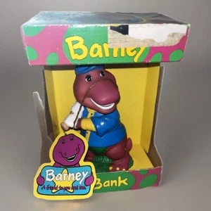 Vintage Barney Baseball Coin Piggy Bank Purple Dinosaur Figure 1992 Child Read - Picture 1 of 8