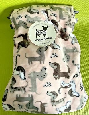 Dogs Dachshund Doxie Dog Puppy Blanket Smooth Velvet Soft Pink 60"x70" NEW NWT - Image 1 of 4