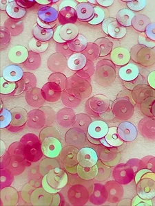 Sequins 4mm Watermelon Pink Crystal AB Translucent Round Flat Choose Pack Size  - Foto 1 di 2