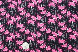 Hancock Fabric Quilt Black White Pink Flower Dot Panda China Girl BTHY 2884 - Picture 1 of 3
