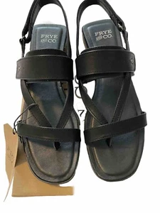 Frye and Co. Black Cassia Adjustable Strap Flat Sandals Womens Size 10M NIB - Picture 1 of 7