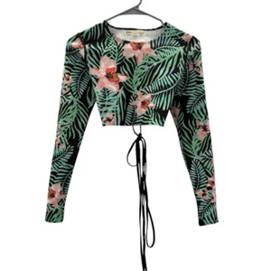 Free People x Beach Riot Swim Top Women's Size Small Floral Lace Up Back Top - Picture 1 of 6