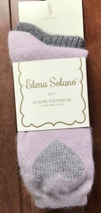 Women Elena Solano Luxury Crew Socks Angora Blend - 2 Pairs Dusty Pink/Gray New - Picture 1 of 12