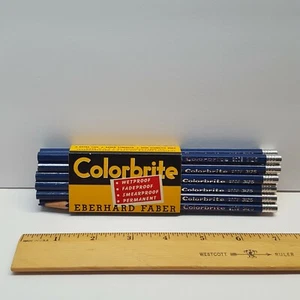 12 lápices EBERHARD FABER Colorbrite azul duro 3125 tallados en madera vintage - Imagen 1 de 8