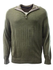 Club Room Men's Olive Green 1/4 Zip Merino Wool Blends Knit Pullover Sweater - Picture 1 of 2