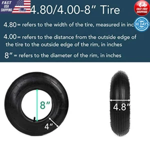 Universal 4.80/4.00-8" Tire & Inner Tube Set Dollies Trolleys Wagons 2-Pack New - Picture 1 of 6