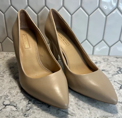 Antonio Melani Leather Heels Womens US Size 9 Nude Tan Pumps Classic Pointed Toe - Image 1 of 4