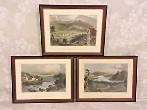 3 Ant Engravings in Frames Sugar Loaf Areas & Lakes from Maine William Bartlett - Picture 1 of 8