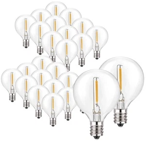 25Pack G40 LED String Light Bulbs Replacement, E12 Base, 60LM 5000K, Daylight - Picture 1 of 6