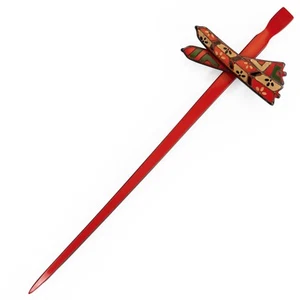 Vintage japanischer rot & schwarz Kunststoff Stick-Kanzashi Haarschmuck: May22-R - Bild 1 von 7