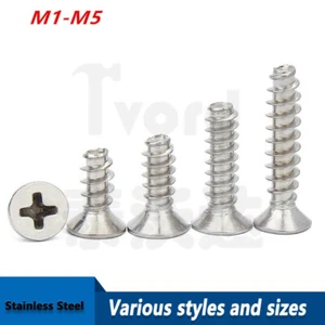 Phillips Countersunk M1-M5 Self Tapping Screws Flat Tail M1.4 M2 M2.6 M3 M3.5 M4 - Picture 1 of 7