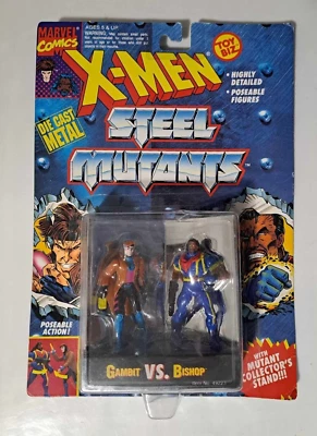 FIGURAS FUNDIDAS A PRESIÓN TOY BIZ X-MEN STEEL MUTANTS GAMBIT VS BISHOP SIN USAR, EN CAJA Foto 1 de 2