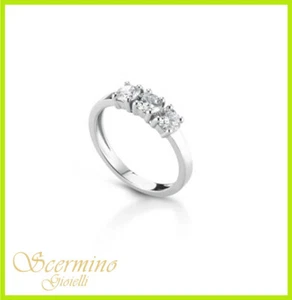 ANELLO TRILOGY IN ORO BIANCO CON DIAMANTI NATURALI 0.60 CARATI CERTIFICATO - Foto 1 di 4