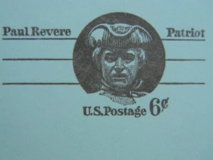 Vintage Unused Paul Revere Six (6) Cent Postage Post Card postcard,new old stock - Picture 1 of 4