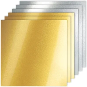 12 x 12in Shiny Gold Silver Heating Transfer Iron on Vinyl HTV 6 Sheets,Fits DIY - Picture 1 of 5