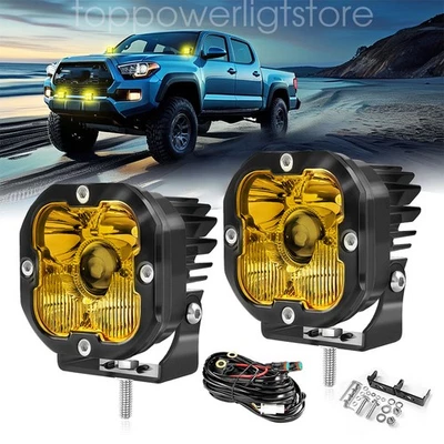 2x 3"" láser LED cubo vainas luces de trabajo barra punto ámbar lámpara antiniebla conducción para Toyota Foto 1 de 4