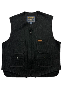 Vintage Woolrich Vest Waistcoat Men Black Wool Sportsman Hunting Utility Large - Picture 1 of 7