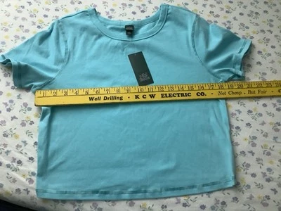 Wild Fable Womens Cropped T-shirt Top XXL Ocean Blue Turquoise Short Sleeve NWT - Image 1 of 4