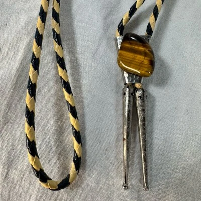 Corbata deslizante vintage Bolo a rayas amarillas roca pulida | ¡ENVÍO RÁPIDO!! Foto 1 de 4