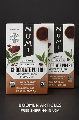 Numi 有机巧克力普洱茶,16 个茶包天鹅绒,丰富光滑 (2 包) — 第 1/4 张图片