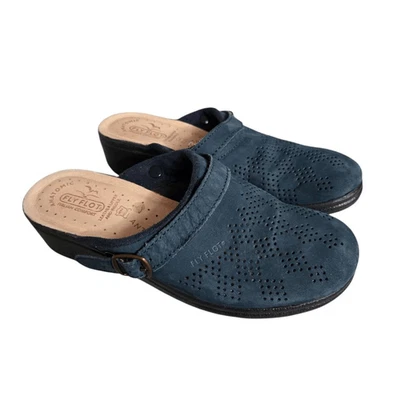 Zapatos zuecos Fly Flot de cuero italiano para mujer talla 40 azul marino cuero atómico Foto 1 de 4