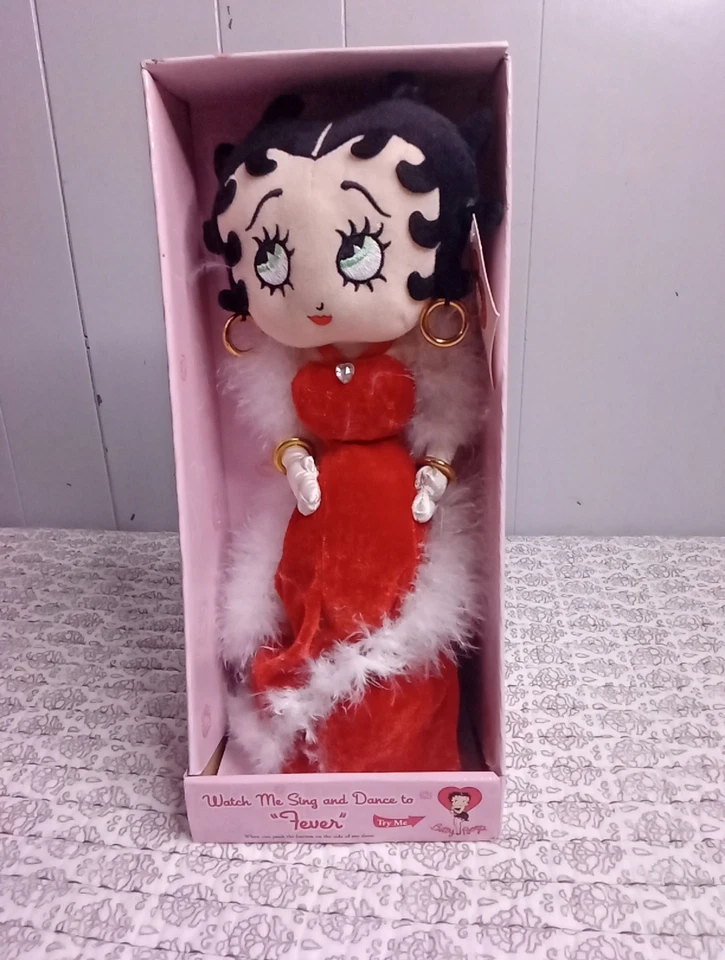 Muñeca de peluche Betty Boop 2007 bailando/cantando 14" en vestido rojo juega "fiebre" NUEVO Foto 1 de 4