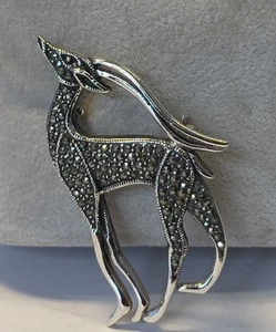 Vintage seltene Sterling Antilope Markasiten Brosche .925 - Bild 1 von 20