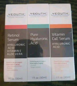 YEOUTH Hautpflegeset: Retinol-HA,E, Aloe/Hyaluronsäure/Vit C+E-Serum 3er Pack - Bild 1 von 4