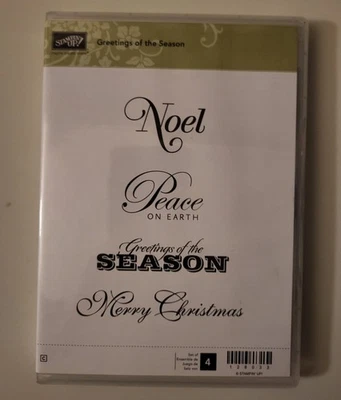 New Stampin Up Greetings of the Season set of 4 Merry Christmas Noel Peace on Ea - Image 1 of 4