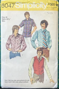 Vintage Simplicity Pattern 5047 Mens Vest & Shirts Uncut Factory Fold Size 44 - Picture 1 of 4